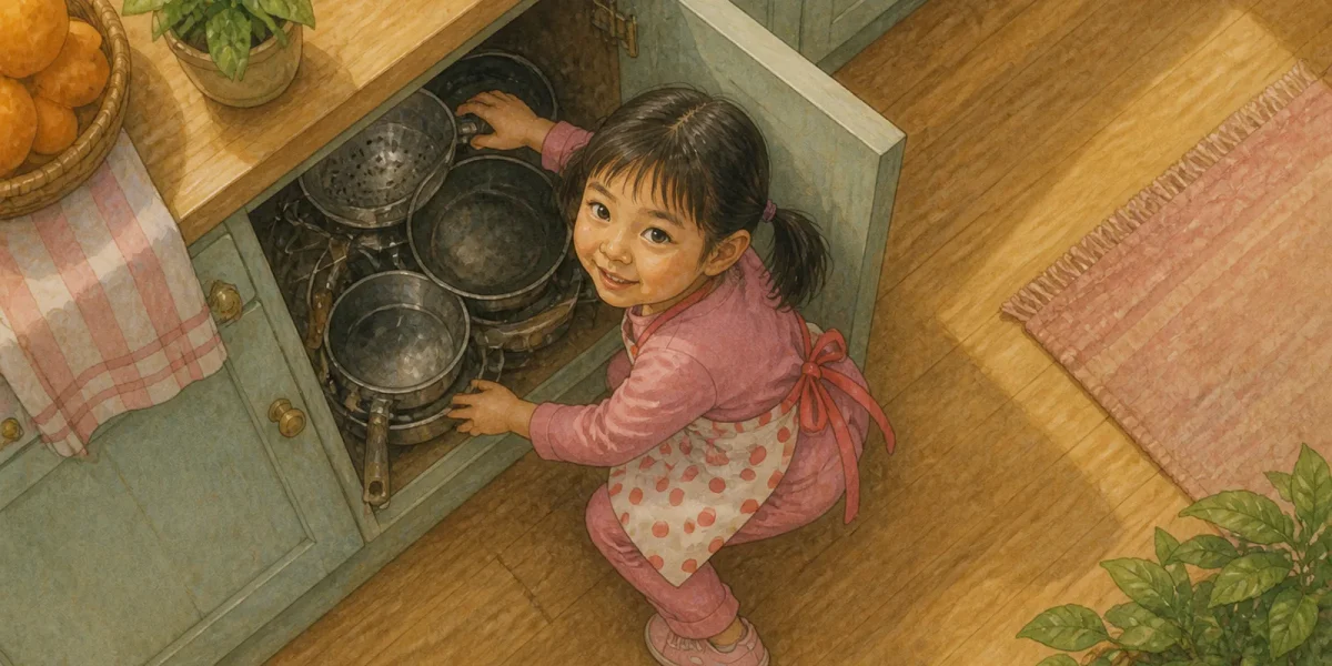 Il·lustració d’un llibre de mostra · Lina i la mare, el pastís dels mil colors